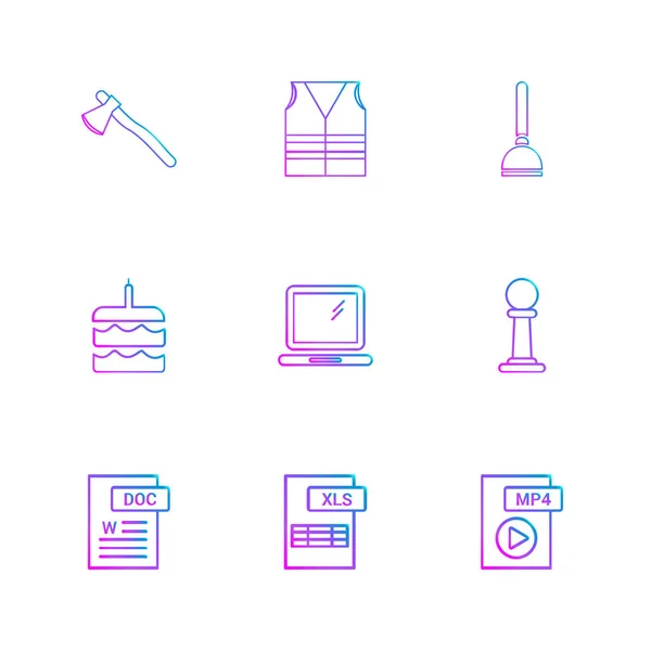 Conjunto Varios Iconos Aplicaciones Vectoriales Minimalistas — Vector de stock