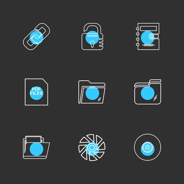 Diferentes Iconos Aplicación Vector Plano Minimalista Sobre Fondo Negro — Vector de stock