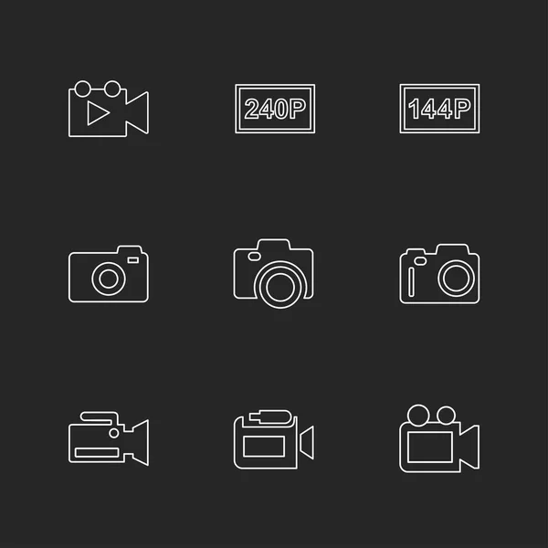 Set Van Minimalistische Vector Iconen Met Verschillende Symbolen — Stockvector