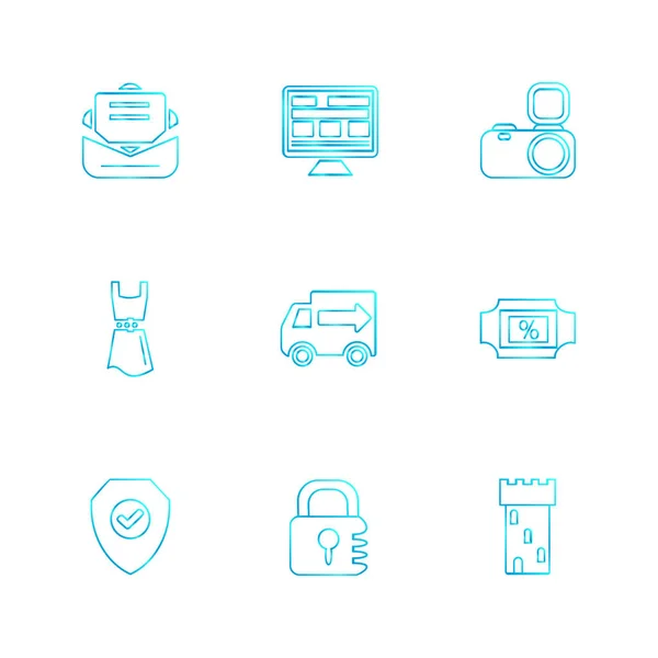 Conjunto Iconos Vectoriales Minimalistas Con Varios Símbolos — Vector de stock