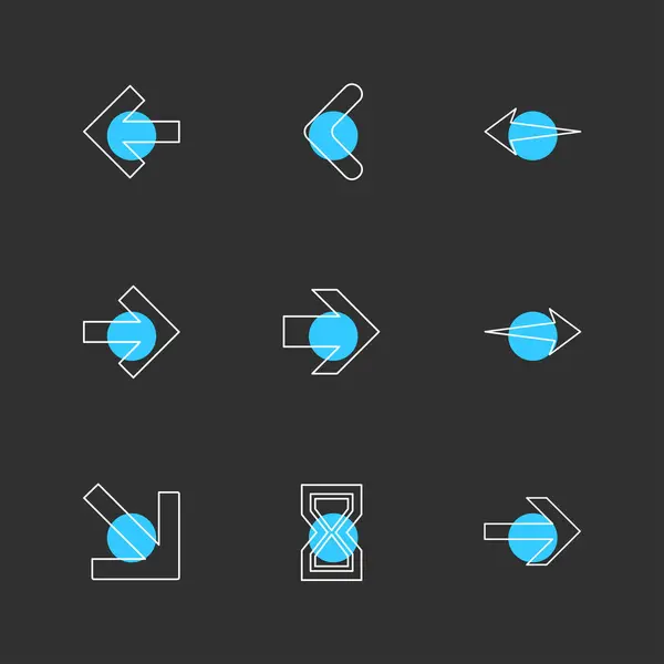 箭头方向指针创意图标集 矢量设计平面收藏 — 图库矢量图片