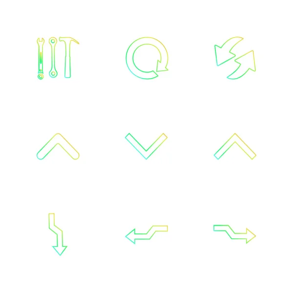 Flèches Directions Pointeurs Icônes Créatives Ensemble Conception Vectorielle Collection Plate — Image vectorielle