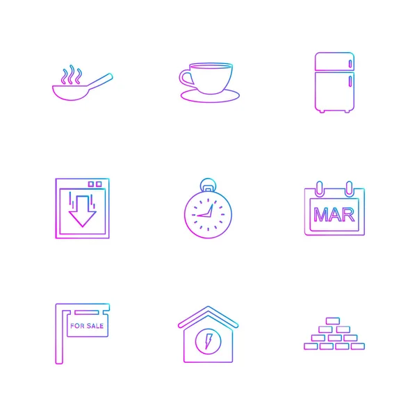 Set Various Minimalistic Vector App Icons — Stock Vector