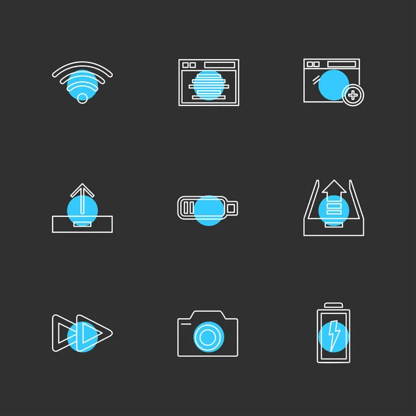 Computers Digitale Apparaten Gadgets Knoppen Set Van Vlakke Stijl Iconen — Stockvector