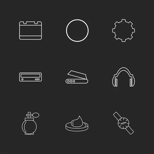 Diferentes Iconos Aplicación Vector Plano Minimalista Sobre Fondo Negro — Vector de stock