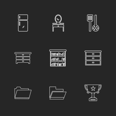 farklı minimalist düz vektör app simgeler siyah arka plan üzerine