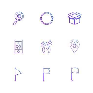 Beyaz arka plan üzerinde renkli farklı minimalist düz vektör app simgeleri