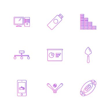 Bilgisayarlar, dijital cihazlar ve becerikli alet düğme düz stil ikonları ayarla