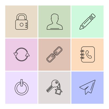 çeşitli semboller ile minimalist vektör simge kümesi