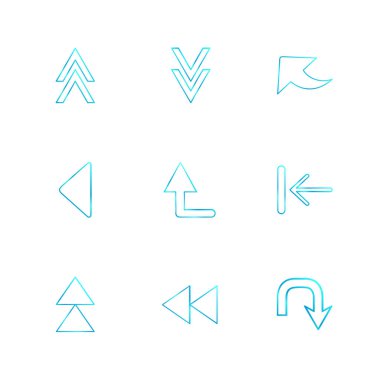 oklar yön işaretçiler yaratıcı simgeler ayarla, düz özel koleksiyon vektör