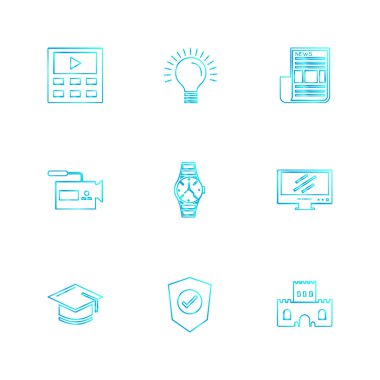 Bilgisayarlar, dijital cihazlar ve becerikli alet düğme düz stil ikonları ayarla