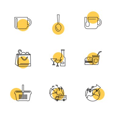 yaratıcı düz tasarım simgeler Alışveriş vektör toplama