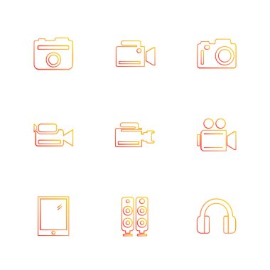 Beyaz arka plan ile çeşitli düz app simgeleri, vektör çizim