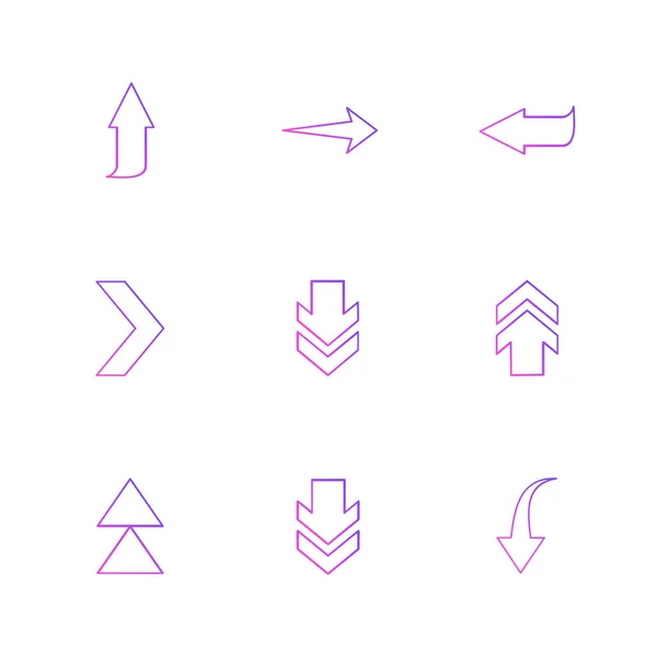 Pfeile Richtungen Zeiger Kreative Symbole Gesetzt Vektor Design Flache Sammlung — Stockvektor