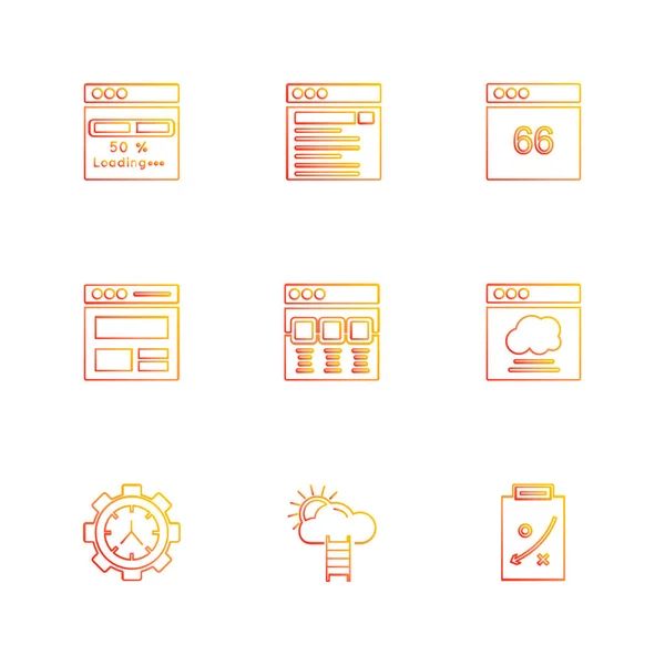 Icônes Différentes Colorées Vecteur Plat Minimaliste App Sur Fond Blanc — Image vectorielle