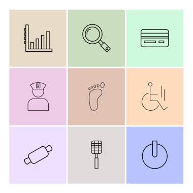 çeşitli tema app simgeler, vektör çizimler set