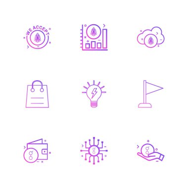 beyaz zemin üzerine minimalist düz vektör app simge kümesi