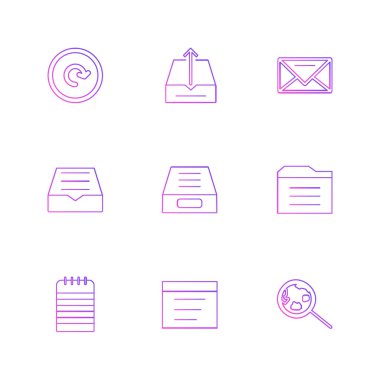 beyaz zemin üzerine minimalist düz vektör app simge kümesi