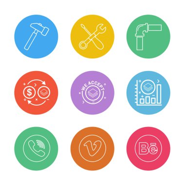 düz vektör çizim simgeler, App simgelerin ayarlamak  