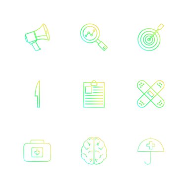 beyaz zemin üzerine minimalist düz vektör app simge kümesi