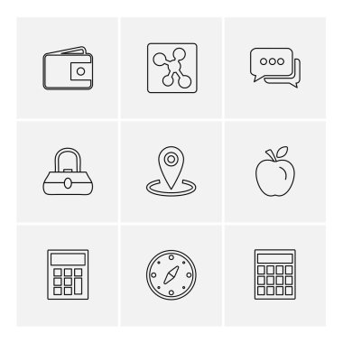 minimalist düz vektör app simgeleri beyaz arka plan üzerinde