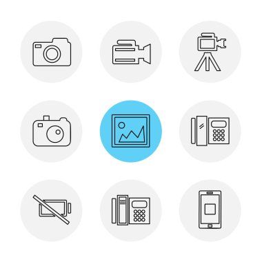 beyaz zemin üzerine minimalist düz vektör app simge kümesi