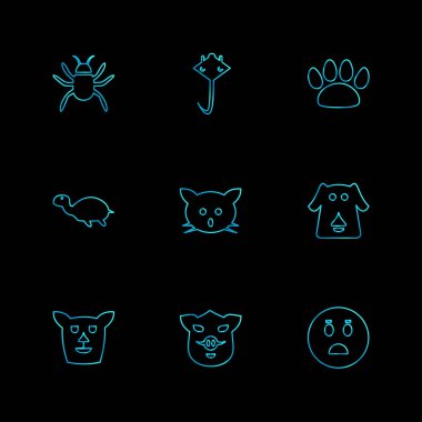 farklı minimalist düz vektör app simgeler siyah arka plan üzerine