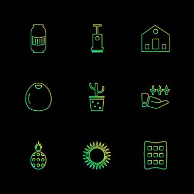 farklı minimalist düz vektör app simgeler siyah arka plan üzerine