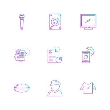 beyaz zemin üzerine minimalist düz vektör app simge kümesi