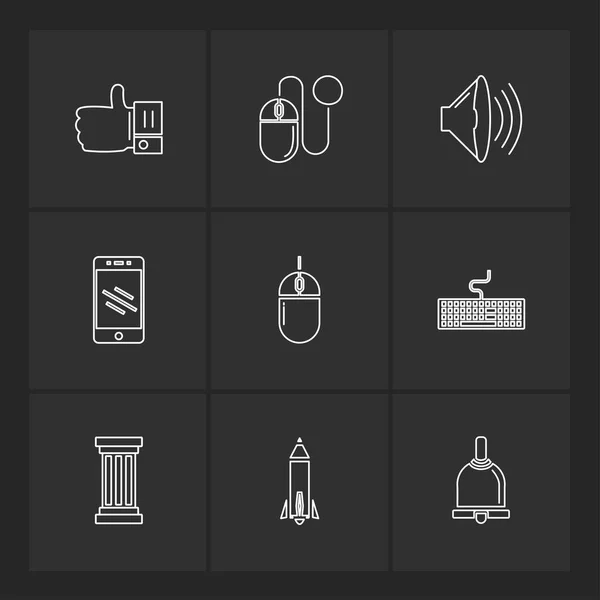 Verschiedene Minimalistische Flache Vektor App Symbole — Stockvektor