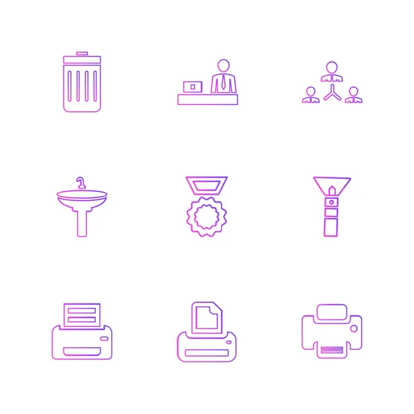 Set Minimalistic Flat Vector App Icons White Background — Stock Vector