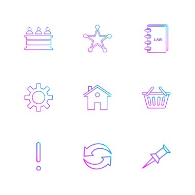 beyaz zemin üzerine minimalist düz vektör app simge kümesi