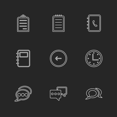 farklı minimalist düz vektör app simgeler siyah arka plan üzerine