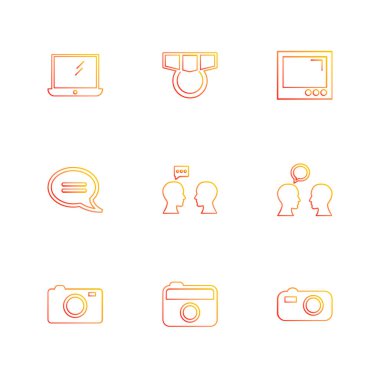 beyaz zemin üzerine minimalist düz vektör app simge kümesi