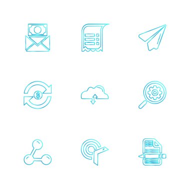 beyaz zemin üzerine minimalist düz vektör app simge kümesi