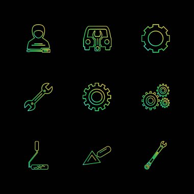 yaratıcı farklı minimalist düz vektör app simge siyah arka plan üzerine izole kümesi 