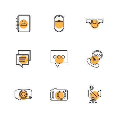 beyaz zemin üzerine minimalist düz vektör app simge kümesi