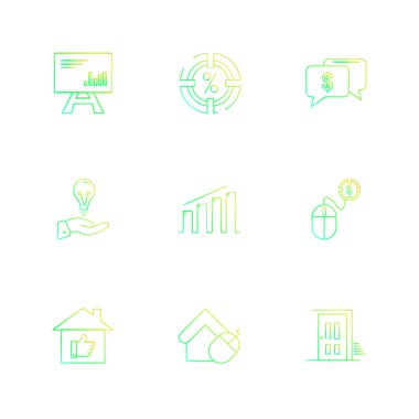 beyaz zemin üzerine minimalist düz vektör app simge kümesi