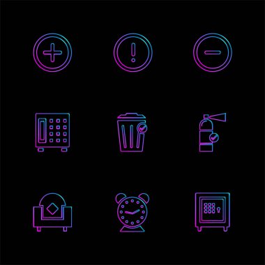 farklı minimalist düz vektör app simgeler siyah arka plan üzerine