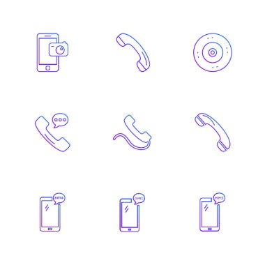 beyaz zemin üzerine minimalist düz vektör app simge kümesi