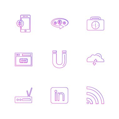 minimalist düz vektör app simgeleri beyaz arka plan üzerinde