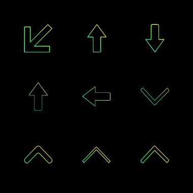 oklar yön işaretçiler yaratıcı simgeler ayarla, düz özel koleksiyon vektör