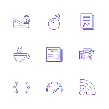 beyaz zemin üzerine minimalist düz vektör app simge kümesi
