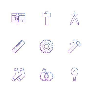 beyaz zemin üzerine minimalist düz vektör app simge kümesi