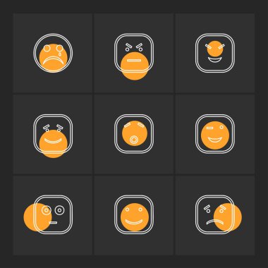 farklı minimalist düz vektör app simgeler siyah arka plan üzerine