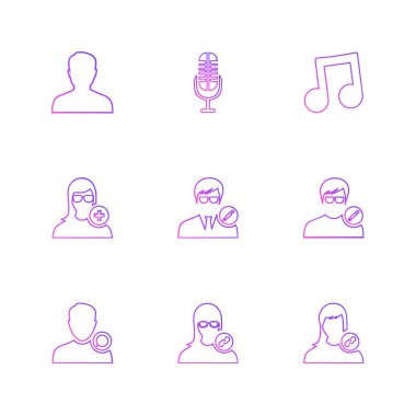 beyaz zemin üzerine minimalist düz vektör app simge kümesi