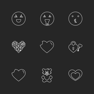 farklı minimalist düz vektör app simgeler siyah arka plan üzerine