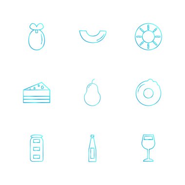 beyaz zemin üzerine minimalist düz vektör app simge kümesi