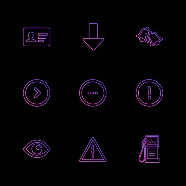 siyah arka plan üzerine minimalist düz vektör app simge kümesi