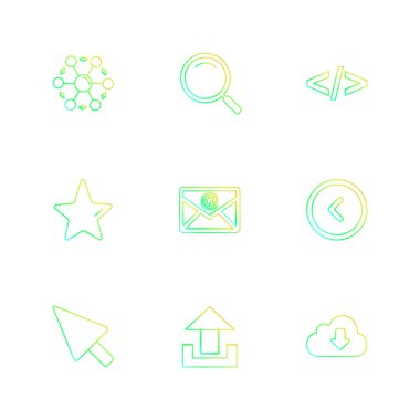 beyaz zemin üzerine minimalist düz vektör app simge kümesi